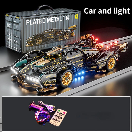 1:14 DIY Black V12 Block Roadster RC Tech Racer Roadster Building Block