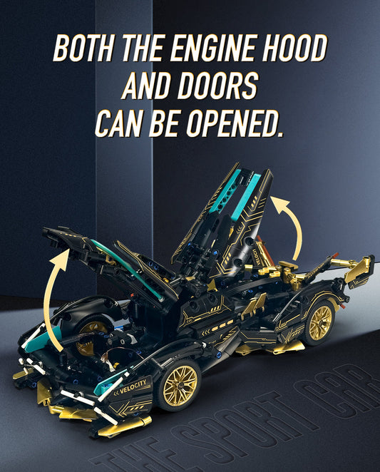 Lamborghini V12 Black Sports Car MOC Building Kits, 1:14 Car Model for Boys Men, 1124Pcs
