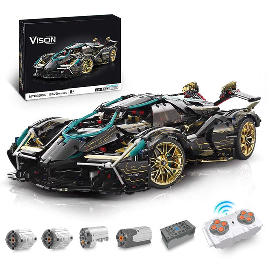 1: 8 Lamborghini Lambo V12 Vision GT, Cyberpunk Style, Electric Opening and Closing Cockpit (2472 Pcs)