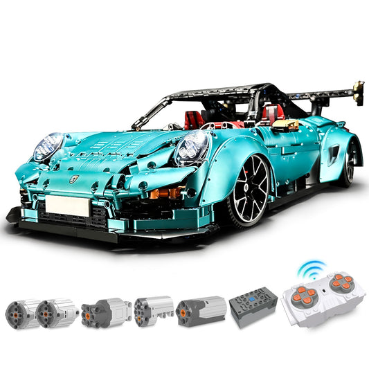 1:8 Blue Porsche GT2 RS with Electric Suspension Lifting, Electric Doors Remote Control Model (3389 Pcs)