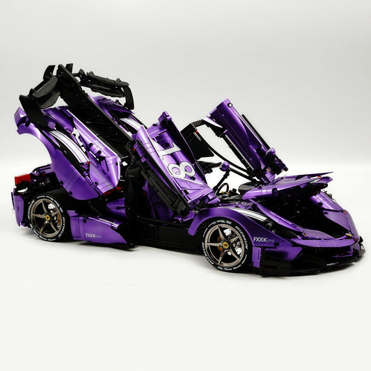 1:8 LaFerrari FXXK EVO Custom Modified, Rare Amethyst Color Enamel Paint, Oversized Rear Wing (4739 Pcs)