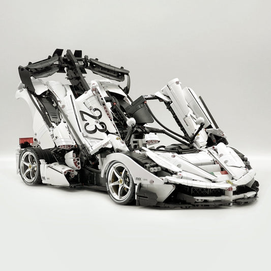 1:8 LaFerrari FXXK EVO Custom Modified, Rare Pearl White Enamel Paint, Oversized Rear Wing (4739 Pcs)