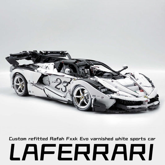 1:8 LaFerrari FXXK EVO Custom Modified, Rare Pearl White Enamel Paint, Oversized Rear Wing (4739 Pcs)