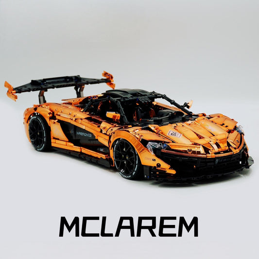 1:8 McLaren P1 Orange Gold Plating Supercar Building Sets with Remote Control, Electric lift tail, Electric Doors (3568 Pcs)