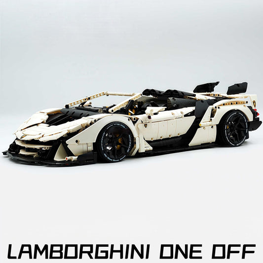 1:8 Lamborghini One Off: Auténtica, White Goddess Version, Motorized Convertible Switch Mode, Full Vehicle Motorization (3392 Pcs)