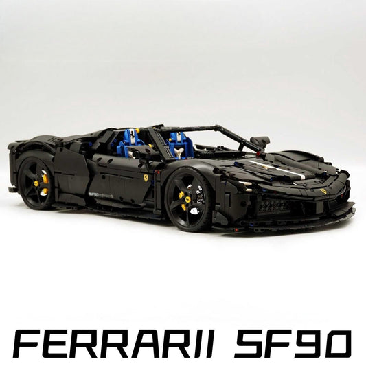 1:8 Ferrari SF90 Building Set – Ultimate Remote-Control Supercar, Customized Classic Matte Black Paint Finish (3982 Pcs)