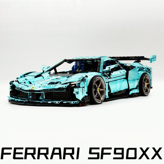 1:8 Ferrari SF90XX Building Sets, Electroplating Tiffany Blue Customized Version (3982Pcs)