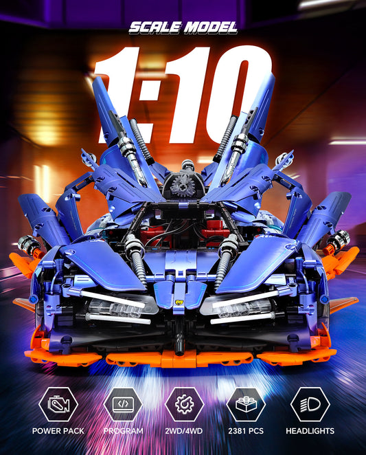 1:10 Apollo X1 Modified Version with Remote Control, Drift, Color Light Wheels, Jet Propulsion, Armor Explosion Mode (2381 Pcs)