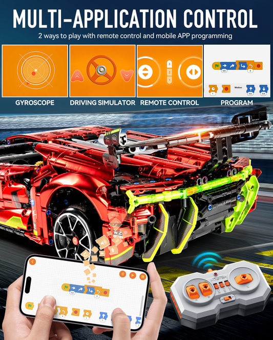 1:10 Lamborghini Plated Sports Car with Electric Chassis Lifting, Electric Driftable Remote Control Model (1889 Pcs)