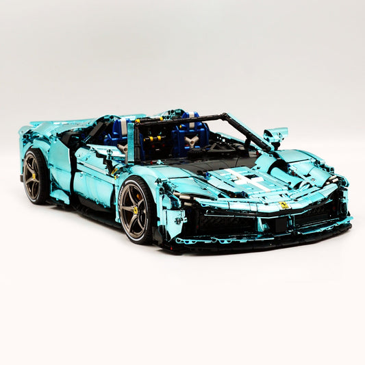 1:8 Ferrari SF90XX Building Sets, Electroplating Tiffany Blue Customized Version (3982Pcs)