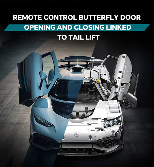 1:8 Mercedes AMG ONE Building Set with Remote Control, Fully Detailed Simulation, The Ultimate Collectible, Electric Dutterfly Doors, Rear Wing Lifting, Controllable lights, Launch Control (3295 Pcs)