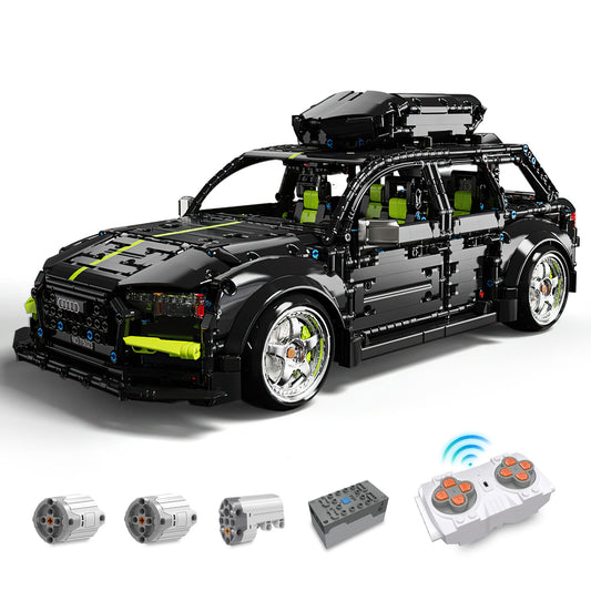 AUDI RS6 Black Warrior Set, High Detail Restoration, Travel SUV, Removable Roof Storage Box (2896 Pcs)