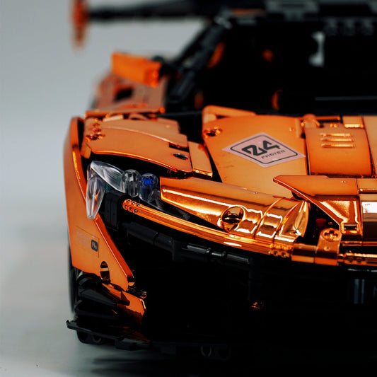 1:8 McLaren P1 Orange Gold Plating Supercar Building Sets with Remote Control, Electric lift tail, Electric Doors (3568 Pcs)