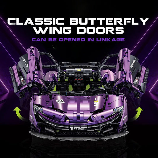 1:8 McLaren P1 Phantom Purple Supercar Building Sets with Remote Control, Electric lift tail, Electric Doors (3568 Pcs)
