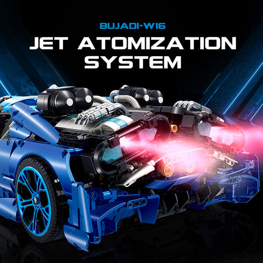 1:8 Jet Bugatti Building Sets with Remote Control, Electric spray system and headlights (3868 Pcs)