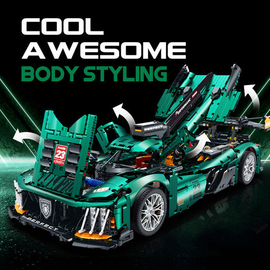 1:8 Le Mans 9×8 RaceCar Building Sets with Remote Control, Electric Lift Tail Wing, Fluorescent Headlights (3746 Pcs)