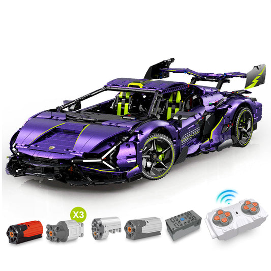 1:8 Comet Purple Lamborghini Supercar with Remote Control – Electric Features, V10 Engine, and Custom Starry Sky Finish (3654 Pcs)