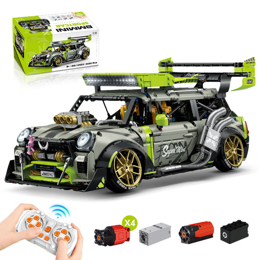 1:10 Super MINI COOPER Car Building Sets with Remote Control, Electric Spray System, Electric Air Suspension and Rear Wing (2550 Pcs)