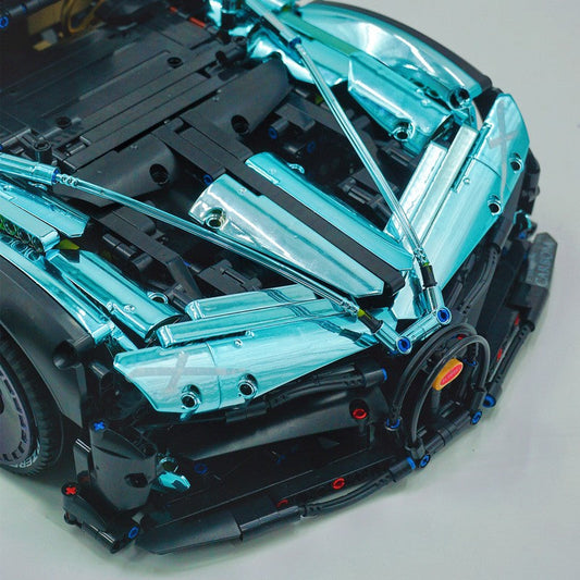 1:8 Bugatti Bolide W16, Electroplating Lake Blue Customized Version, Fully Printed Exterior Parts, Free Electroplated Wheels (3588 PCS)