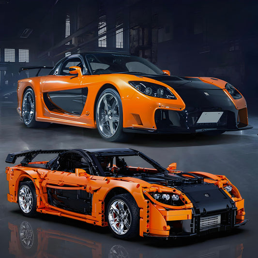 1:8 Mazda RX-7 with Remote Control, Front and Rear Lights, All Printed Exterior Parts Without Stickers (3305 Pcs)