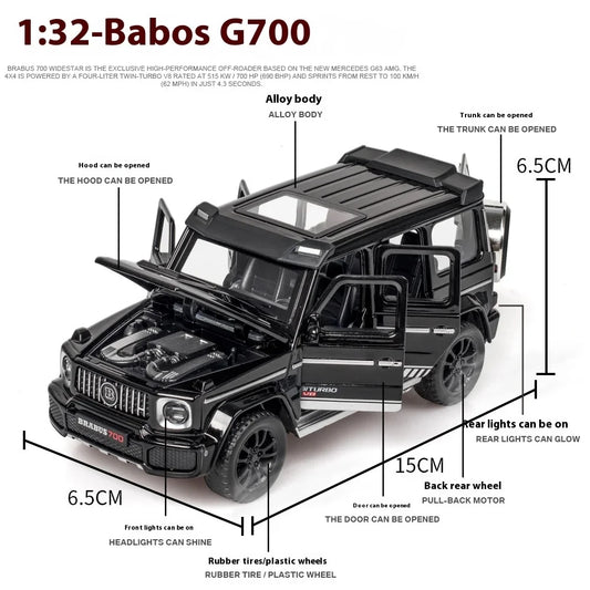 1/32 G700 Alloy Car Model Simulation Toy Diecast Vehicles Off-road SUV With Sound N Light Collectible Kids' Gift