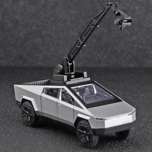 1:32 Toy Trucks for Boys Cybertruck Model Silver Pickup Truck Diecast Metal Toy Cars with Sound and Light