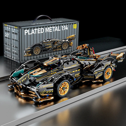 1:14 DIY Black V12 Block Roadster RC Tech Racer Roadster Building Block