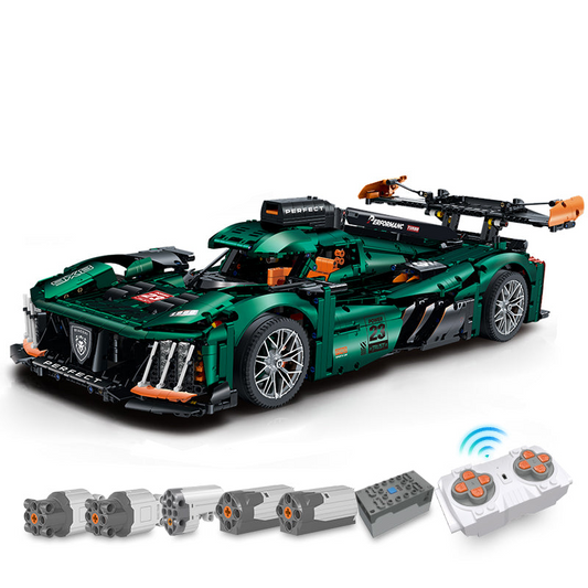 1:8 Le Mans 9×8 RaceCar Building Sets with Remote Control, Electric Lift Tail Wing, Fluorescent Headlights (3746 Pcs)