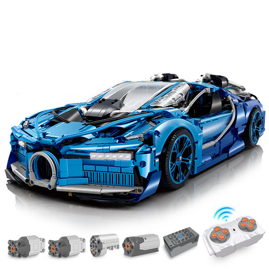 1:8 Jet Bugatti Building Sets with Remote Control, Electric spray system and headlights (3868 Pcs)